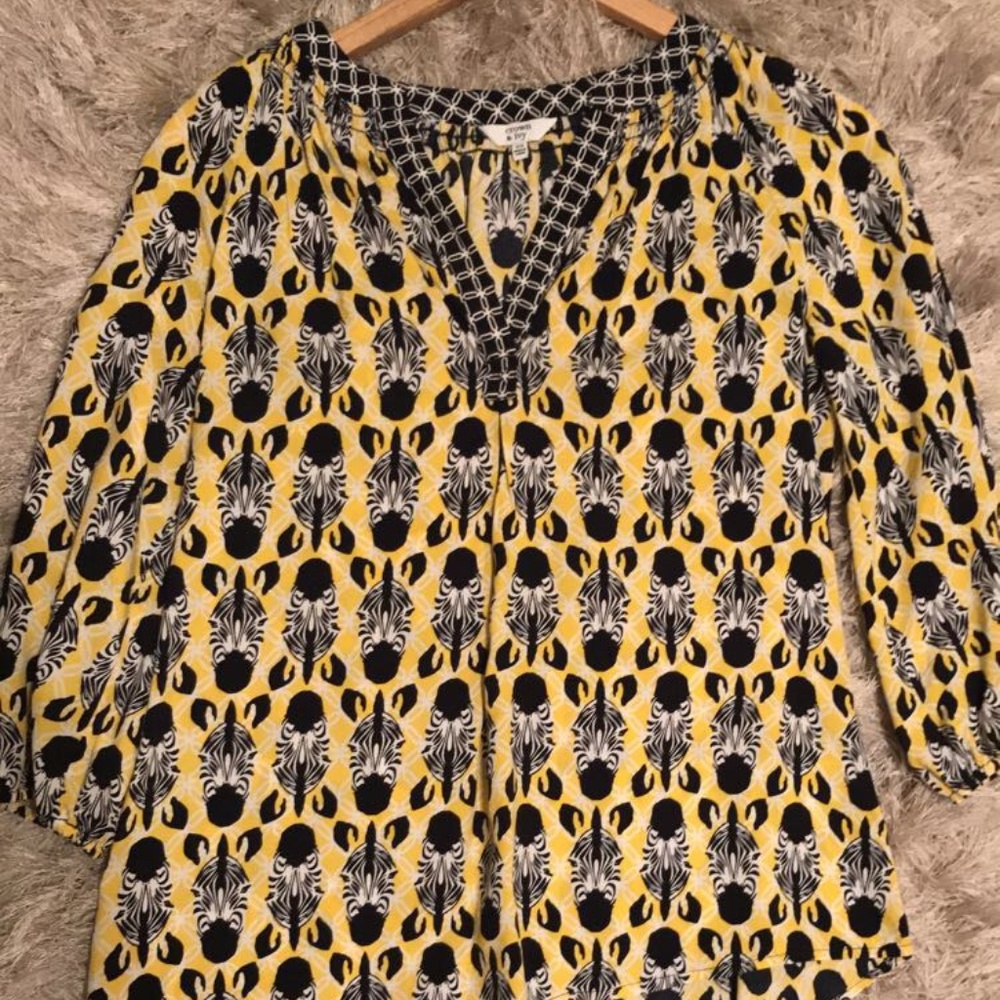 Crown & Ivy Zebra Blouse Small New w/o Tags